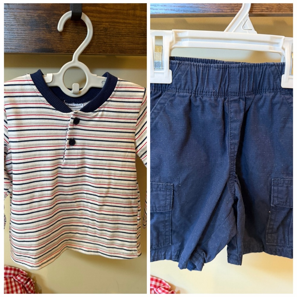 AMERICANA The Children's Place Long Sleeve Shirt and Cargo Shorts Size 18 Months
